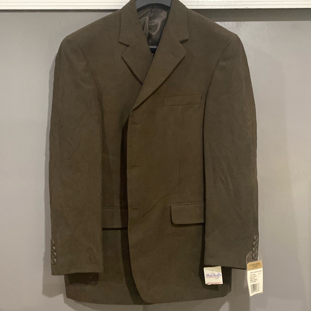 Andrew Fezza Fusion Brown Polyester Suede Jacket 42R NWT